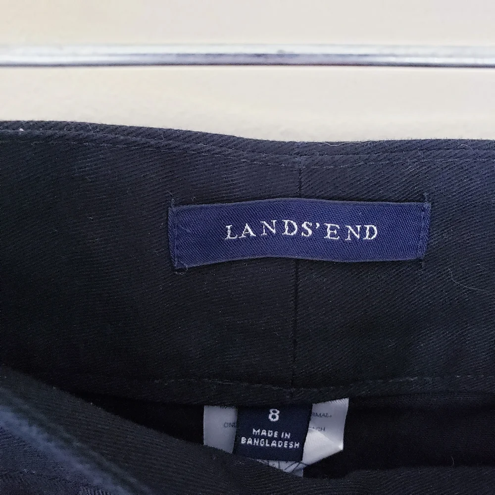 Lands End Black Pleated Uniform Skirt Top Of Knee Womens Size 8